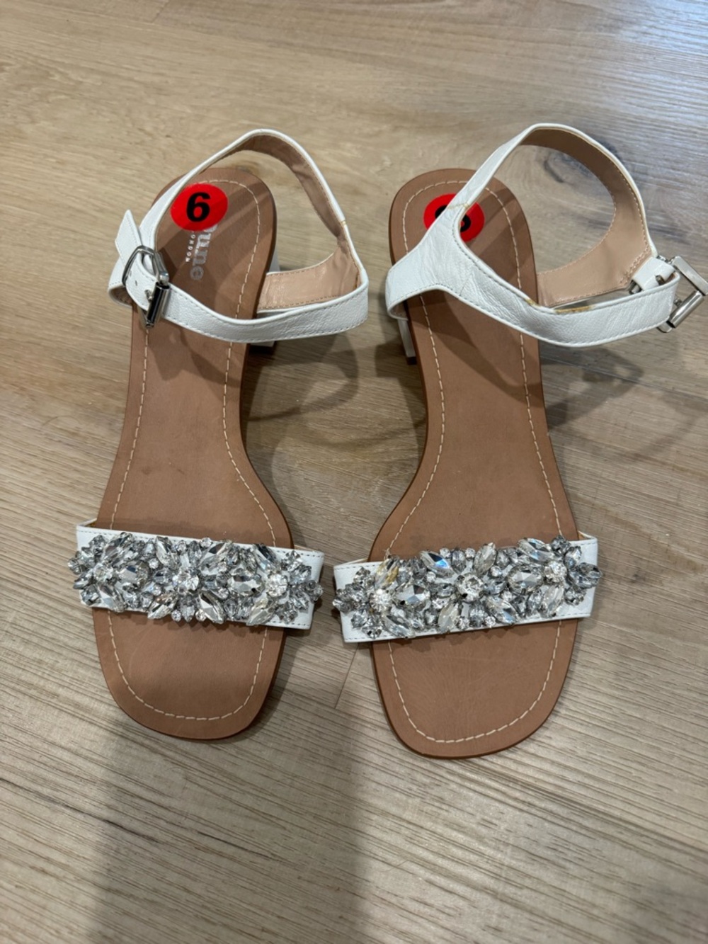 Dune London White Crystal-Embellished Ankle-Strap Sandals